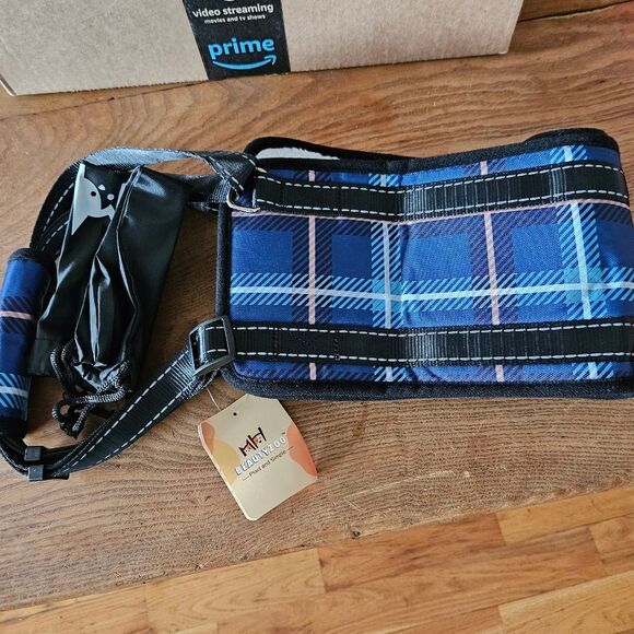 BEAUTYZOO Blue Plaid Dog Sling Harness – Size M 20–80 lbs – Step-In Comfort New - Picture 4 of 9